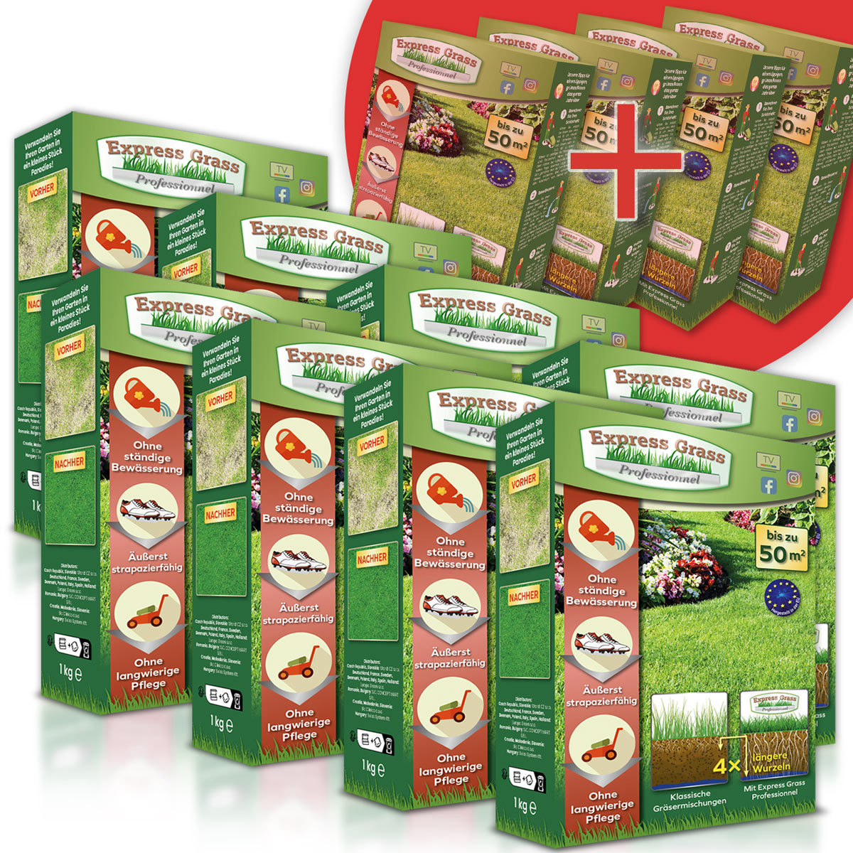 Express Grass Professionnel - 8 krabic na 600 m² + 4 balení ZDARMA
