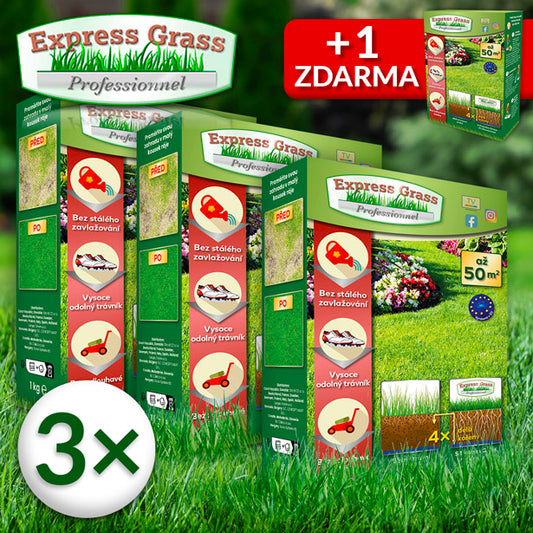 Express Grass Professionnel - 3 krabice na 200 m² + 1 balení ZDARMA