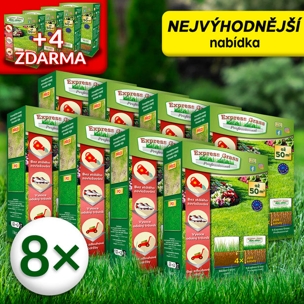 Express Grass Professionnel - 8 krabic na 600 m² + 4 balení ZDARMA